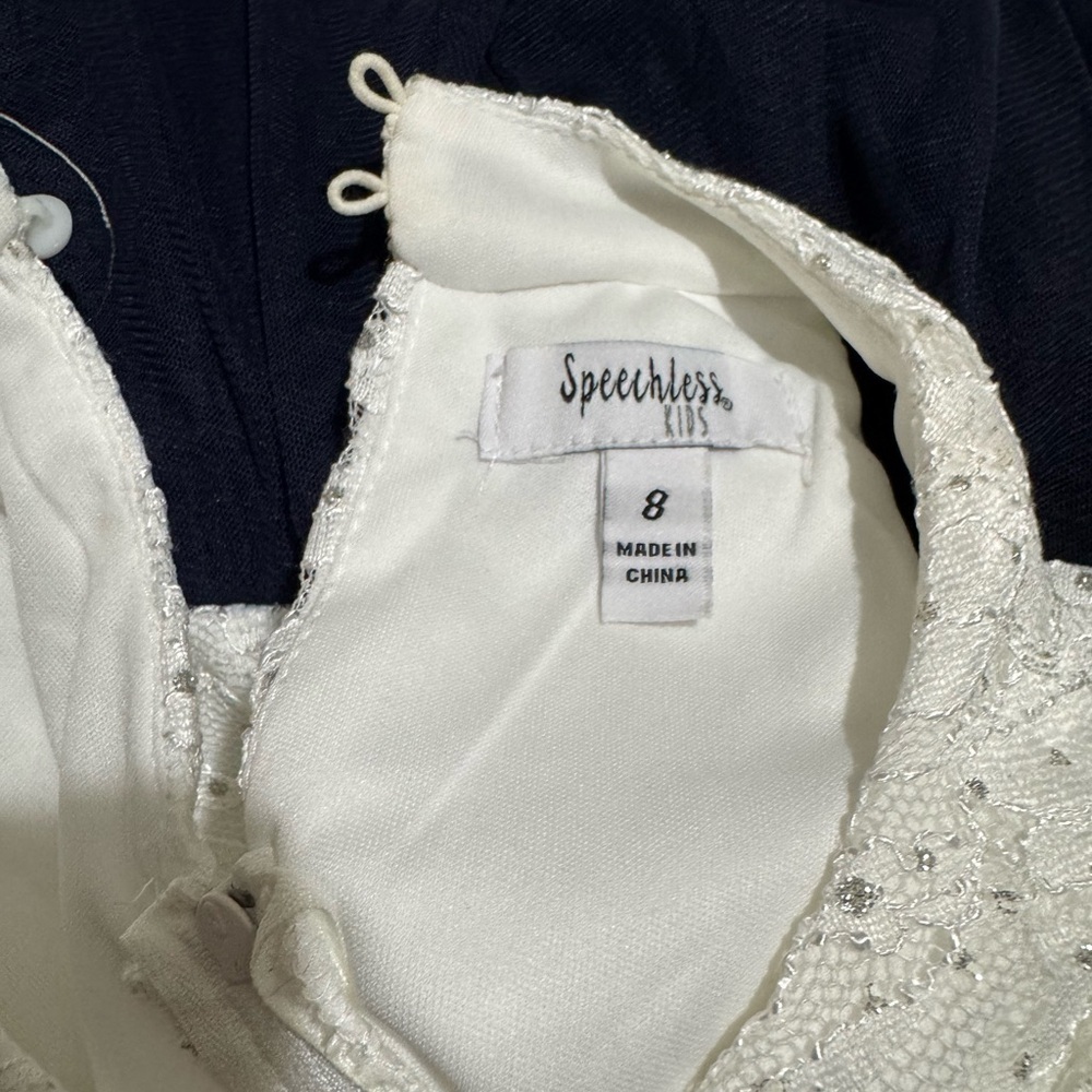 Speechless White and Navy Formal Kids Dress - Picture 5 of 13